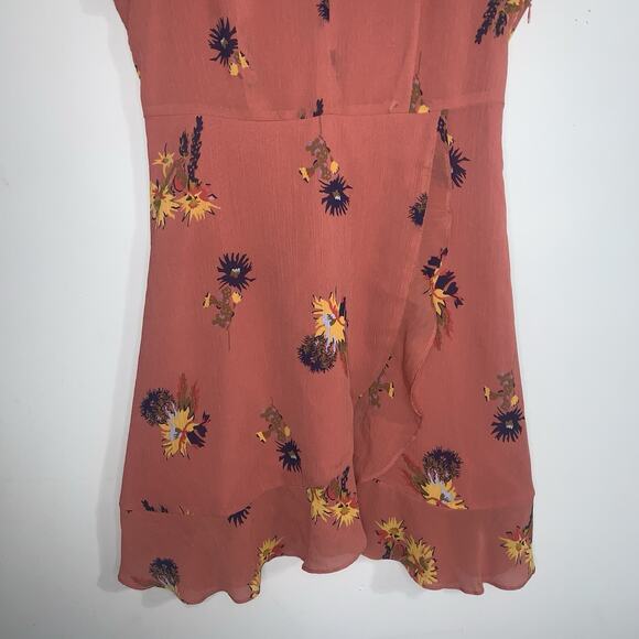 Madewell Posy Cactus Flower Wrap Dress In Spiced Rose Size 4 Short Sleeve - Picture 3 of 12